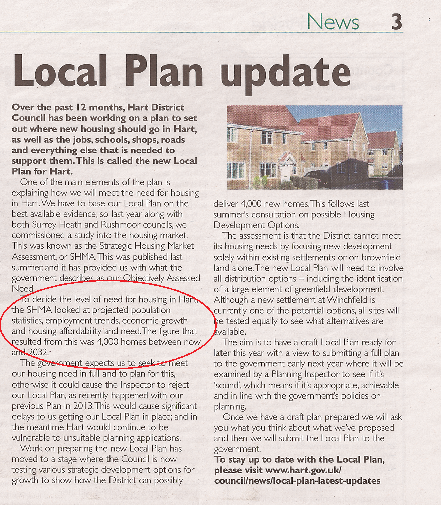 Hart District Council Local Plan Update Spring-Summer 2015