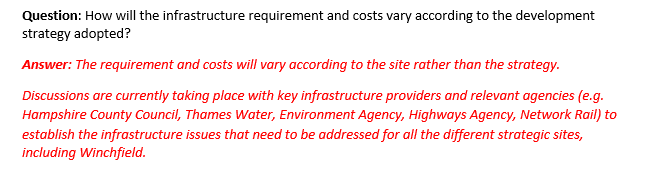 Hart District Council does not know how much it will cost to deliver the infrastructure required