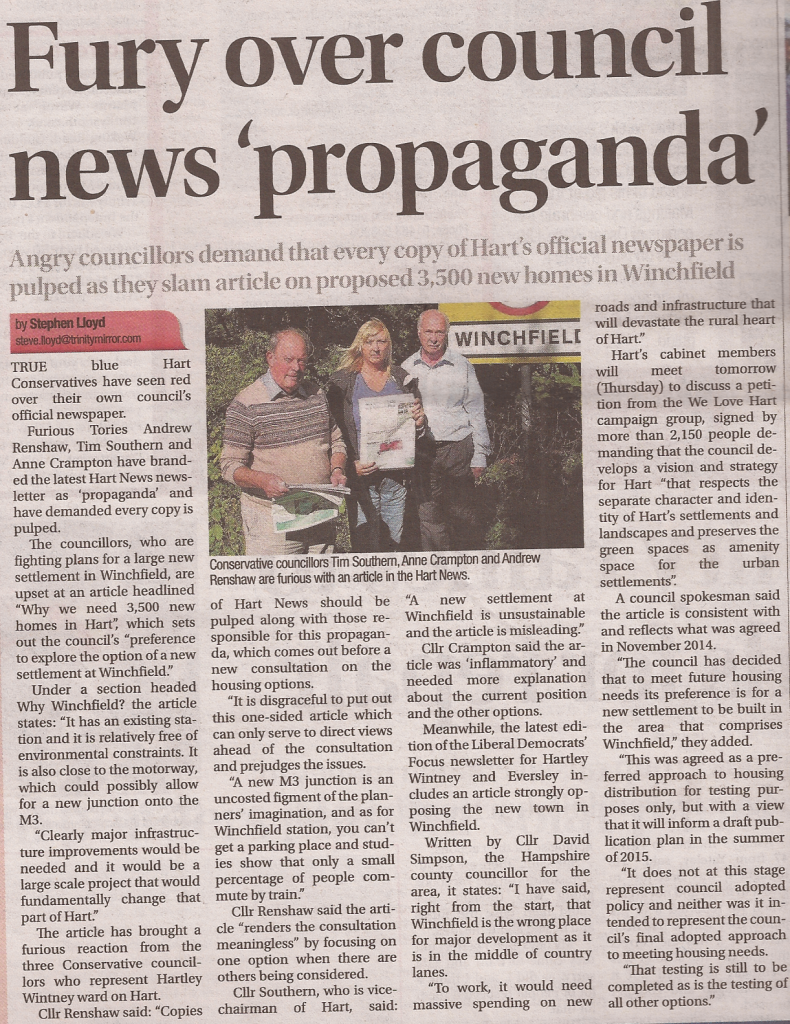Fury over council news propaganda Fleet News and Mail