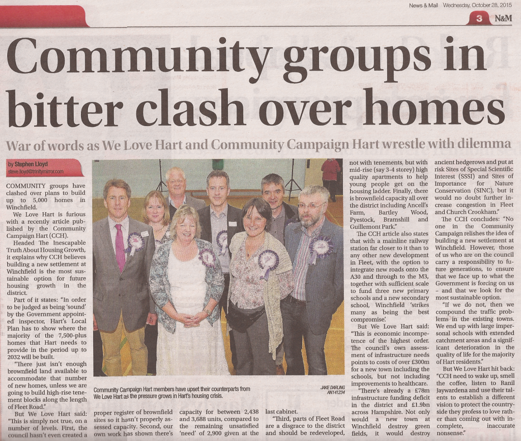 Community Groups in bitter clash over homes Fleet News and Mail 20151028