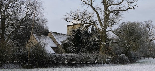 Winter in Winchfield St Mary's Church