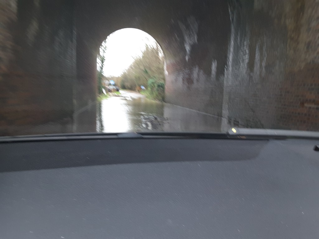 Railway bridge at Station Road WInchfield. Floods at Winchfield, Hook and Crookham Village 3 January 2016