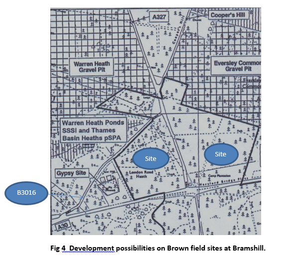 Development proposals on brownfield gravel pit sites at Bramshill