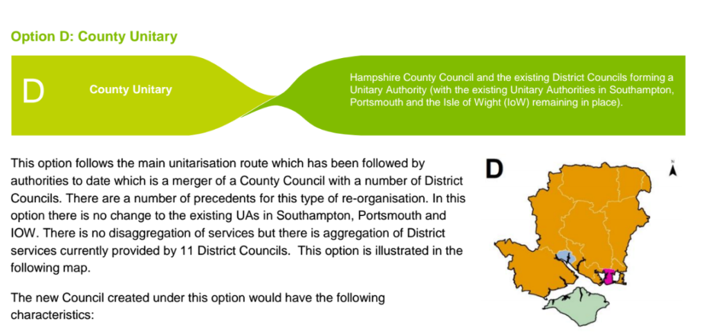Hampshire County Council favoured devolution option - unitary council.