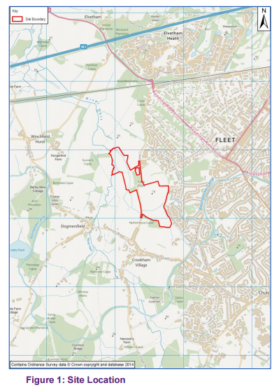 Hart Major Planning Site: Grove Farm - Netherhouse Copse Fleet and Church Crookham Hampshire Site plan