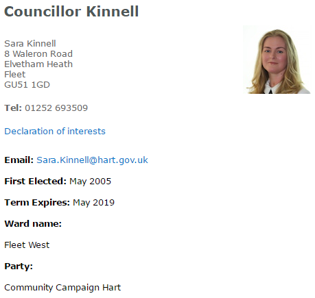 Hart Councillor Sara Kinnell Community Campaign Hart