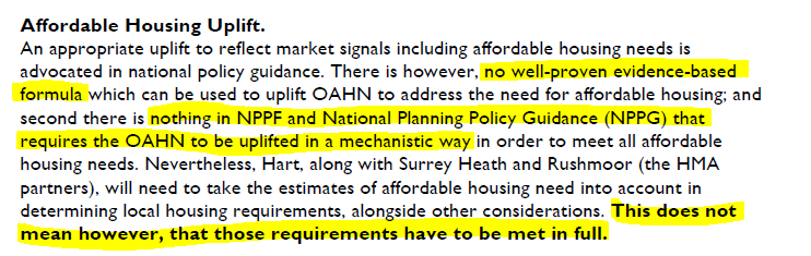No need to increase the Hart Housing Target to meet afordable homes requirement