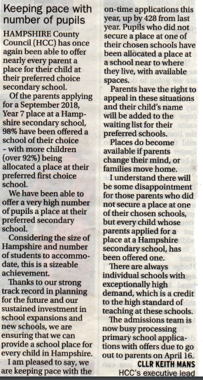 Hampshire schools keep up with demand