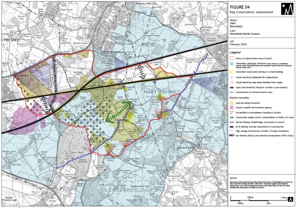 Figure 4 Winchfield New Town Key Constraints Assessment