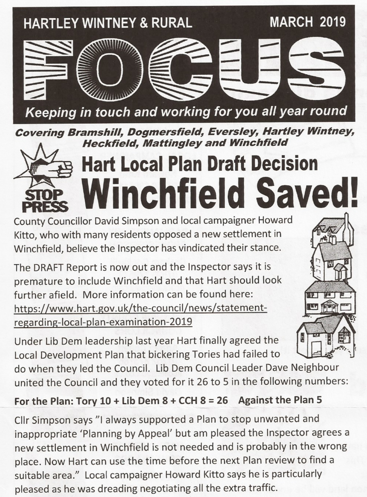 Lib Dem Fake News claims to have saved Winchfield
