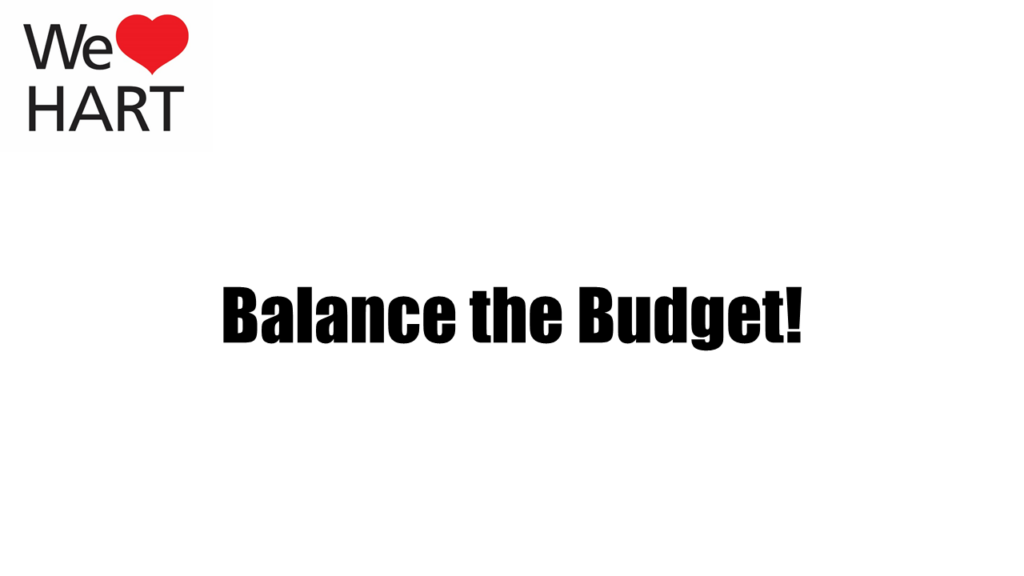 Hart Budget - Letter to Councillors, Balance the Budget