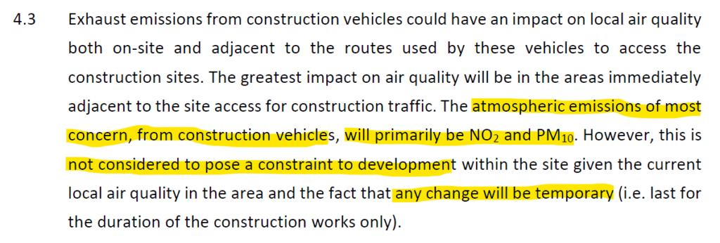 Shapley Heath Air Quality Study Temporary Impacts during 16 year construction phase