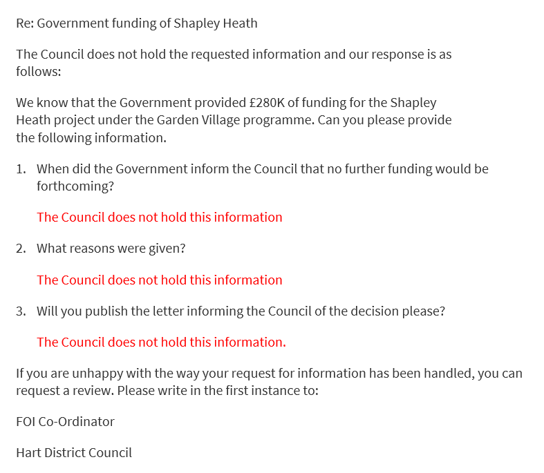 Hart Council Does Not Know When or Why Government Cut Shapley Heath Funding
